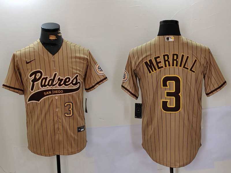 Men's San Diego Padres #3 Jackson Merrill Tan 2023 Cool Base Stitched Jerseys,We sell and wholesale Men's San Diego Padres #3 Jackson Merrill Tan 2023 Cool Base Stitched Jerseys on line form chian!